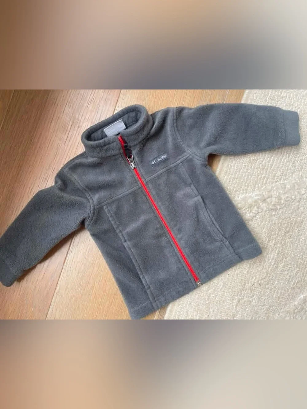 Columbia Toddler Gray Fleece Jacket with Red Zip